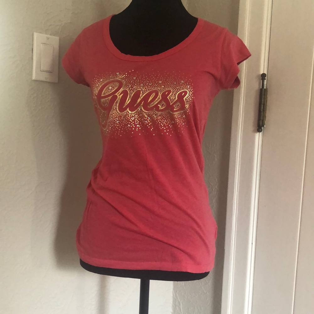 Ladies Choral Pink Guess T-Shirt - Size Small